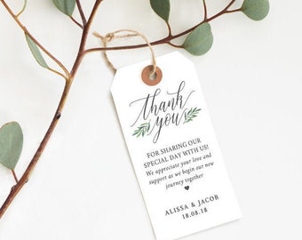 Rustic Wedding Thank you Tags, Printable Wedding Favor Bag Tags Template, Editable Gift Tags Label, Wedding Welcome PDF Instant Download A1