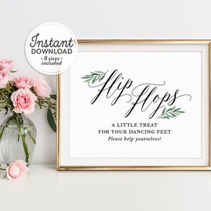 Flip Flops Sign Wedding, Dancing Shoes Sign, A Little Treat for Your Dancing Feet Wedding Sign, Wedding Printable, Dance Floor Sign A1
