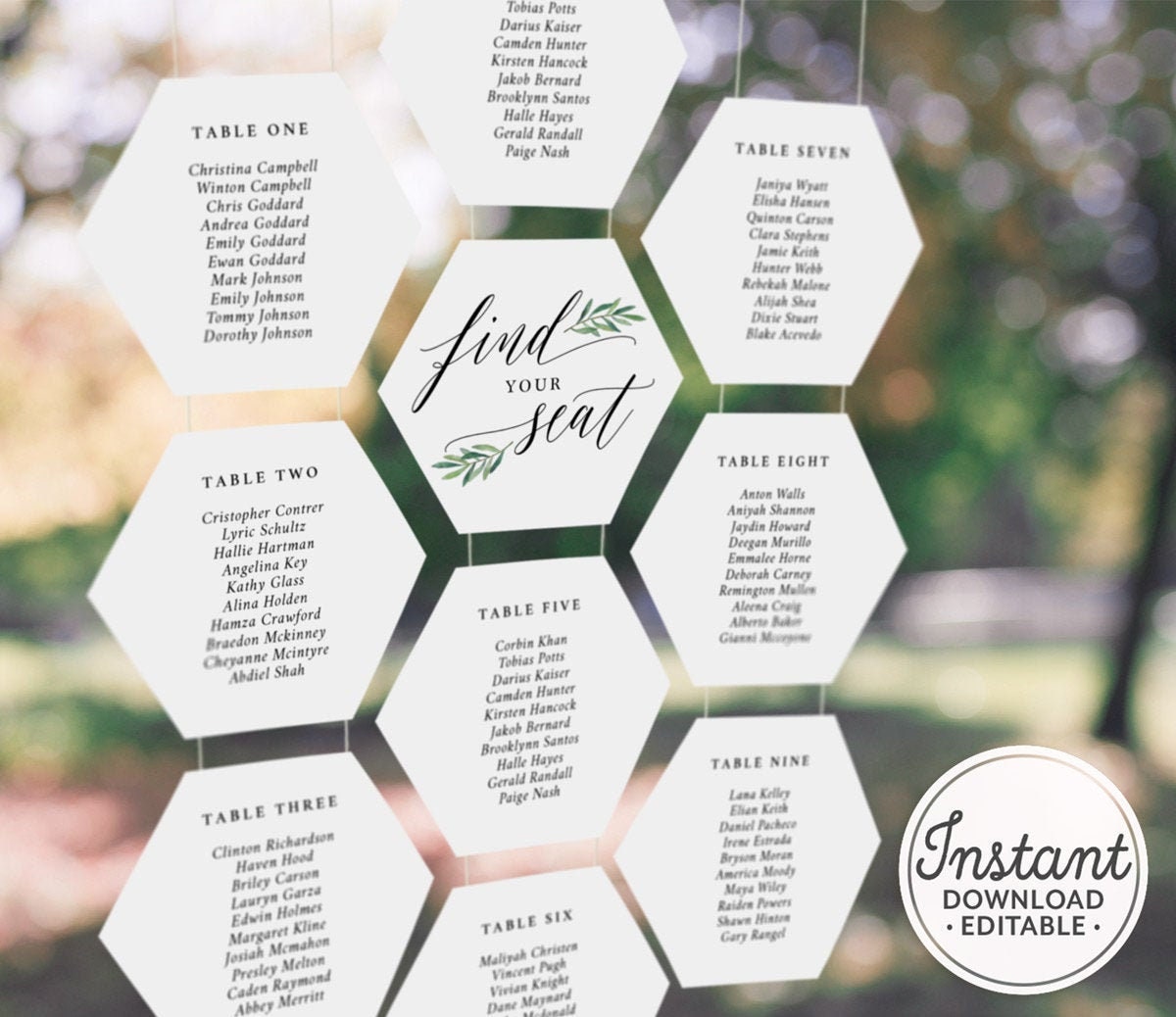 Gianni Vincent Jewellers Christmas Card 2022 Hexagon Wedding Seating Chart Template Diy Seating Cards | Etsy Uk
