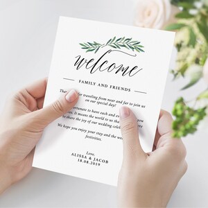 Welcome Letter Template, Weekend Events Page, Printable Hotel Welcome Bag Note, Order of Events, 4x6 5x7 A5 Agenda, Timeline A1