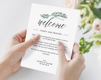 Welcome Letter Template, Weekend Events Page, Printable Hotel Welcome Bag Note, Order of Events, 4x6 5x7 A5 Agenda, Timeline A1