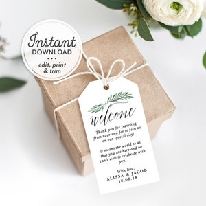 Wedding Welcome Bag Tags, Favor Tags Destination Wedding, Thank You Tags, Party Favors PDF, Printable Wedding Decor, A1
