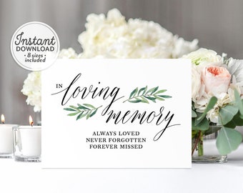 In Loving Memory Wedding Sign, Memorial Candle, Memorial Table Sign, Remembrance Sign, Memory Sign, Wedding Decor Greenery A1