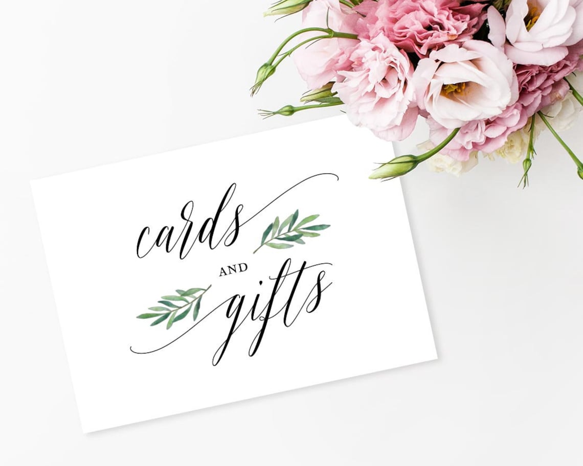 Greenery Cards and Gifts Sign Printable Wedding Sign Gift - Etsy