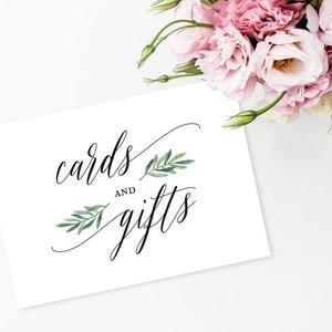 Greenery Cards and Gifts Sign, Printable Wedding Sign, Gift Table ...
