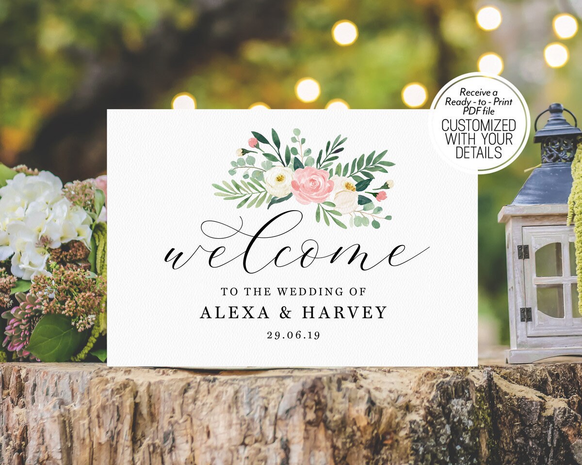 Welcome to Our Wedding Sign Printable Blush Wedding Decor | Etsy