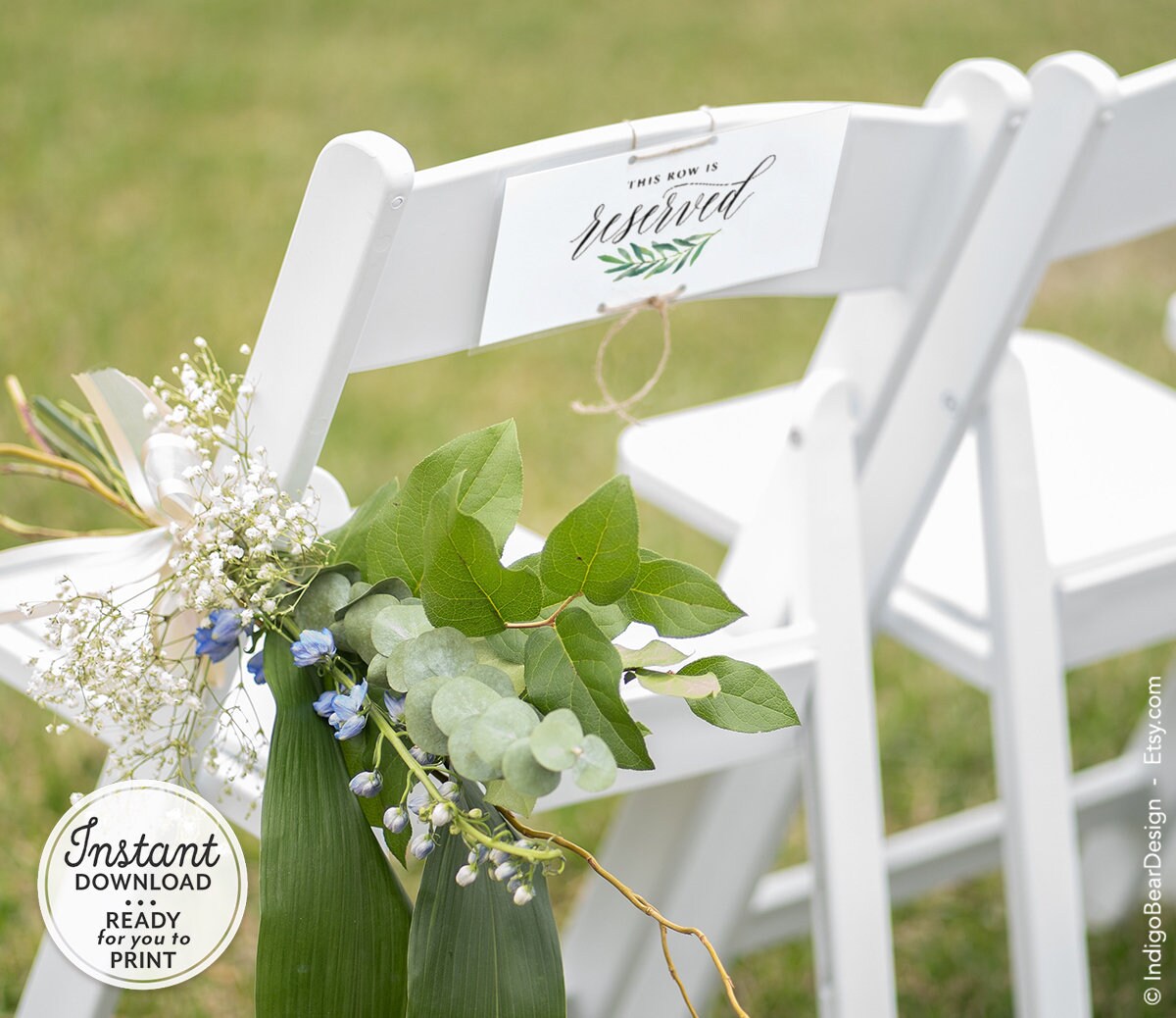 Paper &amp; Party Supplies This Row is Reserved Sign Wedding Printable ...