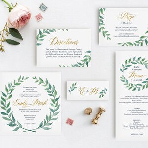 Printable Wedding Invitation Template Boho Watercolor Wreath Wedding Invitation Set DIY Wedding Cards Watercolor Gold Modern Calligraphy G1 image 2