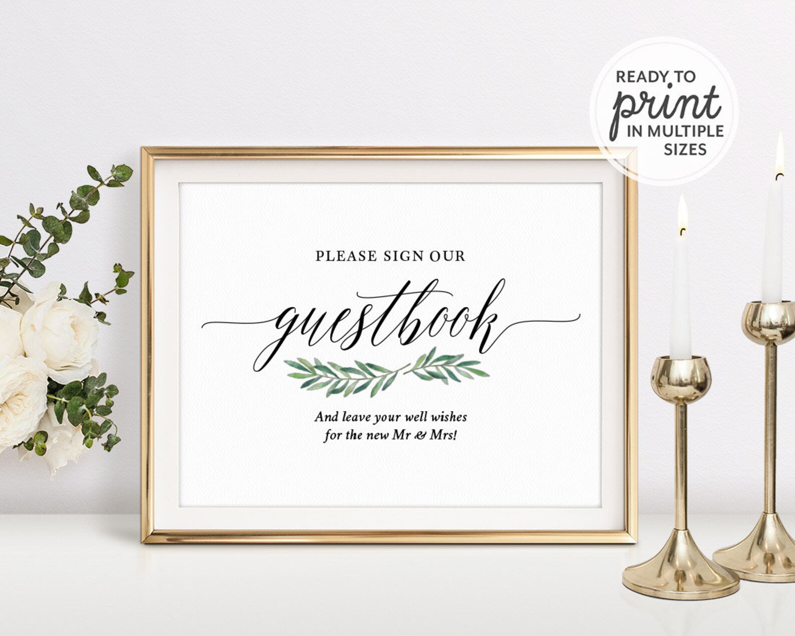 Greenery Please Sign Our Guest Book Guestbook Sign Printable | Etsy