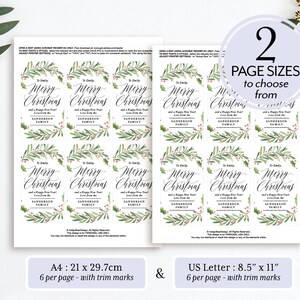 Merry Christmas Label Printable, Christmas Gift Tag Template, Favor Tag ...