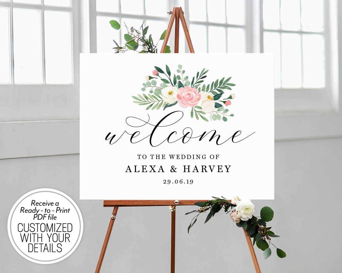 Welcome to Our Wedding Sign Printable Blush Wedding Decor | Etsy