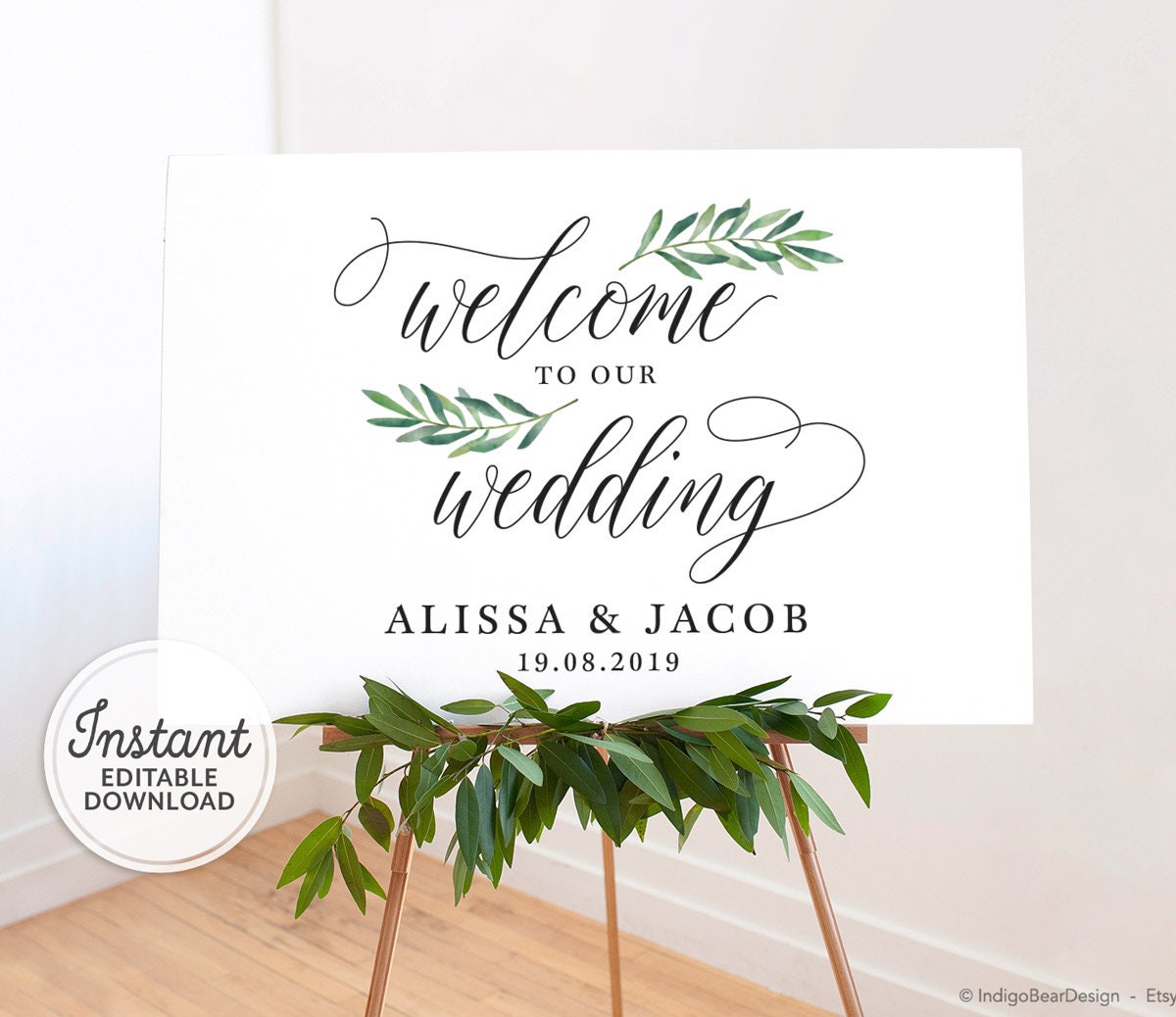 Welcome to Our Wedding Sign Printable Personalized Editable | Etsy