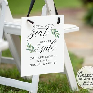 Pick A Seat Not a Side Sign Printable, Choose a Seat Either Side ...