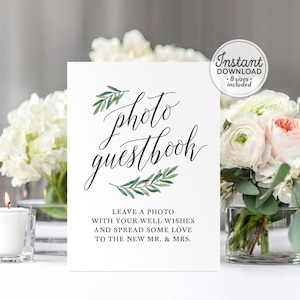 Wedding Photo Guest Book Sign for Polaroid Pictures, Photobooth Instant Photo Book Printable, Snap It Shake It Sign it Stick it A1