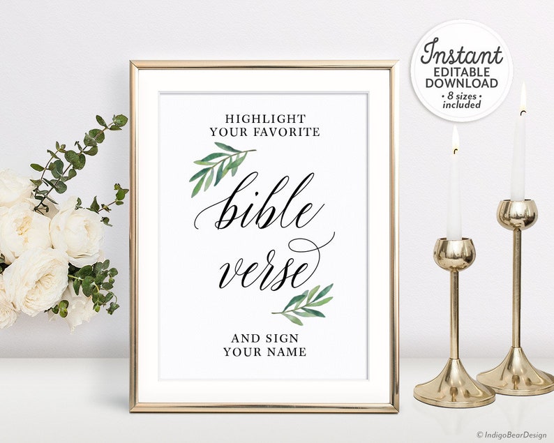 Wedding Highlight Your Favorite Bible Verse Sign Printable - Etsy