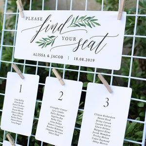 Wedding Seating Chart Template Printable Seating Plan Cards | Find Your Seat Awaits | Instant Download A1