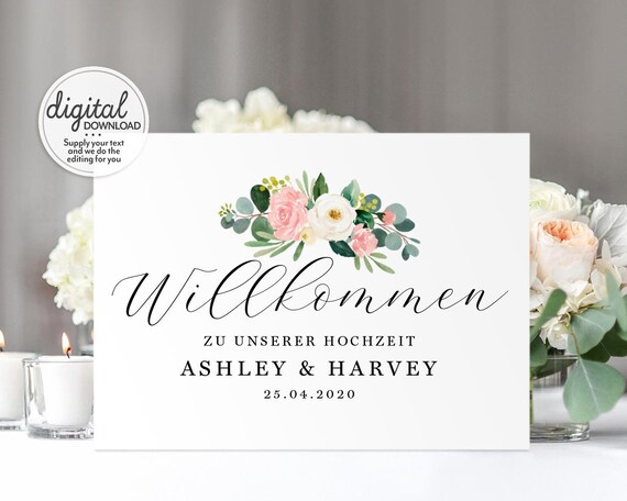 Willkommensschild Hochzeit Willkommen Zu Unserer Etsy 