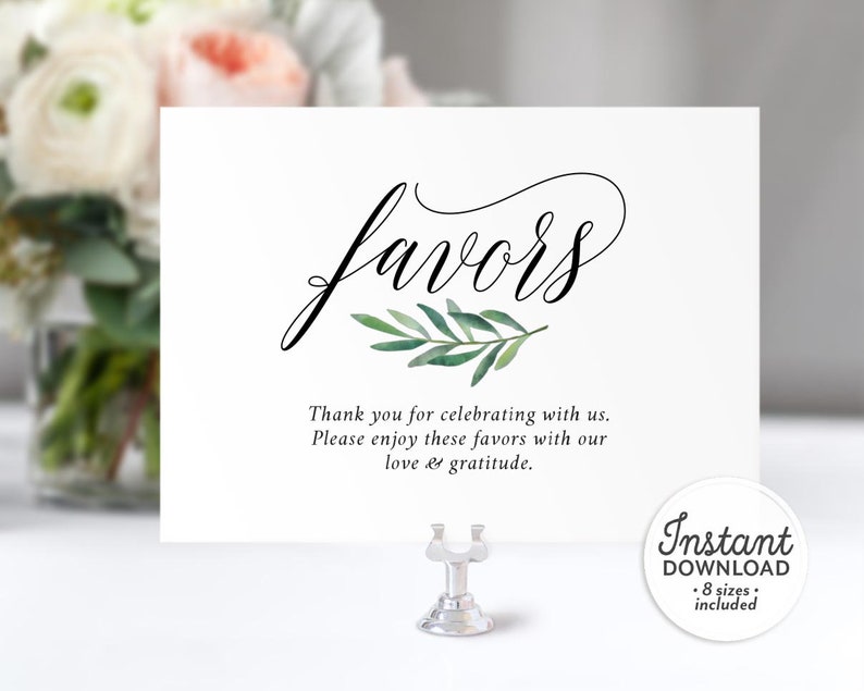 Favors Wedding Sign Printable Favors Sign Template Favors | Etsy