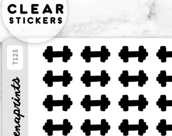 T125 | Gym dumbbells stickers - clear stickers, transparent stickers, planner stickers, agenda stickers, calendar stickers, stickers