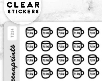 T214 | Coffee mug plan stickers - clear stickers, transparent stickers, planner stickers, agenda stickers, calendar stickers