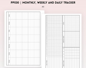 A5 - PP030 | Monthly, Weekly and Daily Tracker for A5 Rings Printable Planner