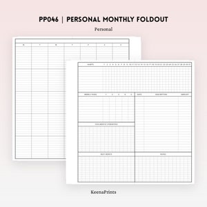 PP046 | Monthly foldout insert for Personal Rings Printable Planner