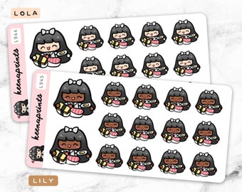 Sushi stickers - agenda stickers, calendar stickers, girl stickers, food stickers, Japanese food, eating stickers LOLA L944 LILY L945