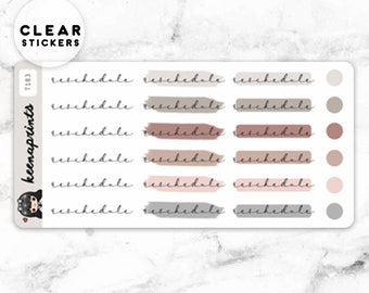 T183 | Clear Reschedule Script Stickers - words Daily Planner Stickers, Diary Stickers, Journal Stickers, Scrapbook stickers