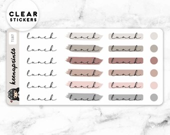 T187 | Clear Lunch Script Stickers - words Daily Planner Stickers, Diary Stickers, Journal Stickers, Scrapbook stickers