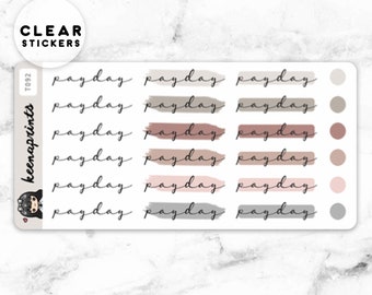 T092 | Clear Payday Script Stickers - words Daily Planner Stickers, Diary Stickers, Journal Stickers, Scrapbook stickers