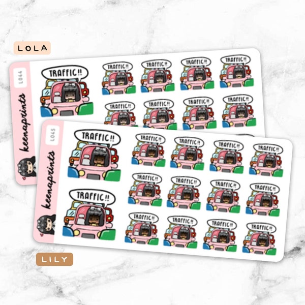 Traffic stickers - Car stickers, Travel stickers, Road trip stickers, Planner stickers, Bullet Journal stickers LOLA L044 LILY L045