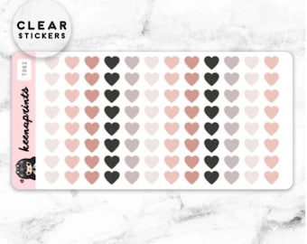 T062 | Neutral hearts label stickers - clear stickers, transparent stickers, planner stickers, agenda stickers, calendar stickers