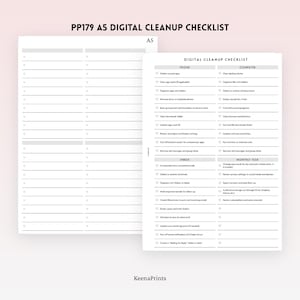 PP179 | Digital Cleanup checklist for A5 Rings Printable Planner