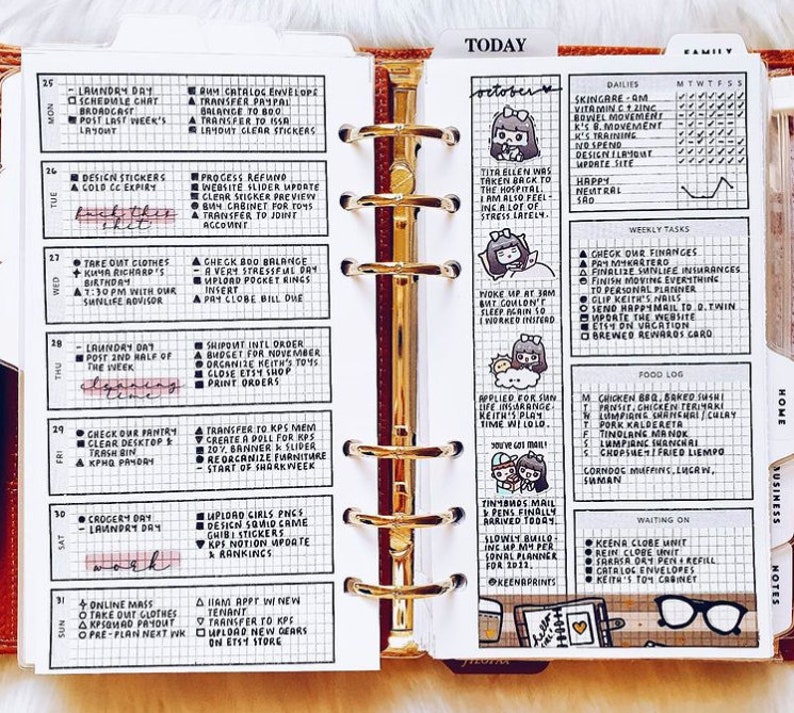 PP010 Hobonichi Weeks inspired Week on 2 Pages for Personal Rings Printable Planner image 2