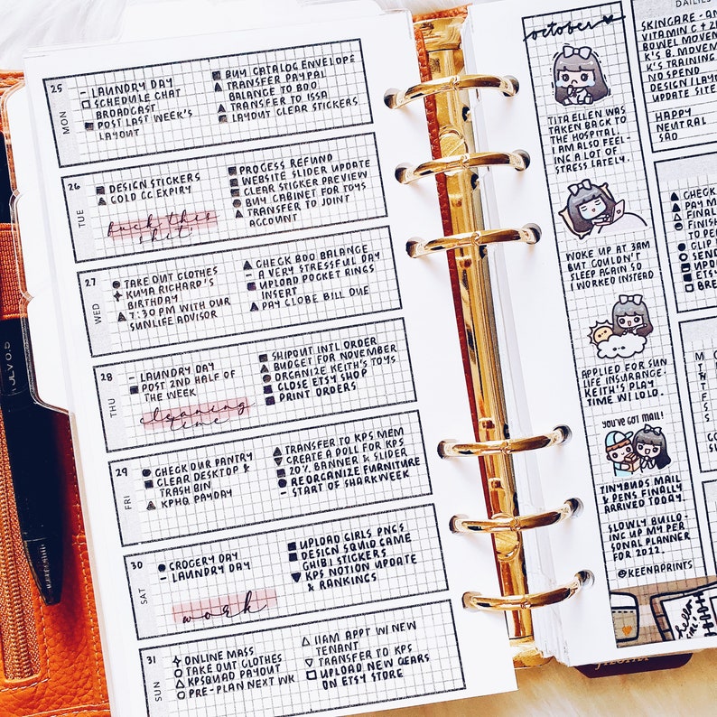 PP010 Hobonichi Weeks inspired Week on 2 Pages for Personal Rings Printable Planner image 3