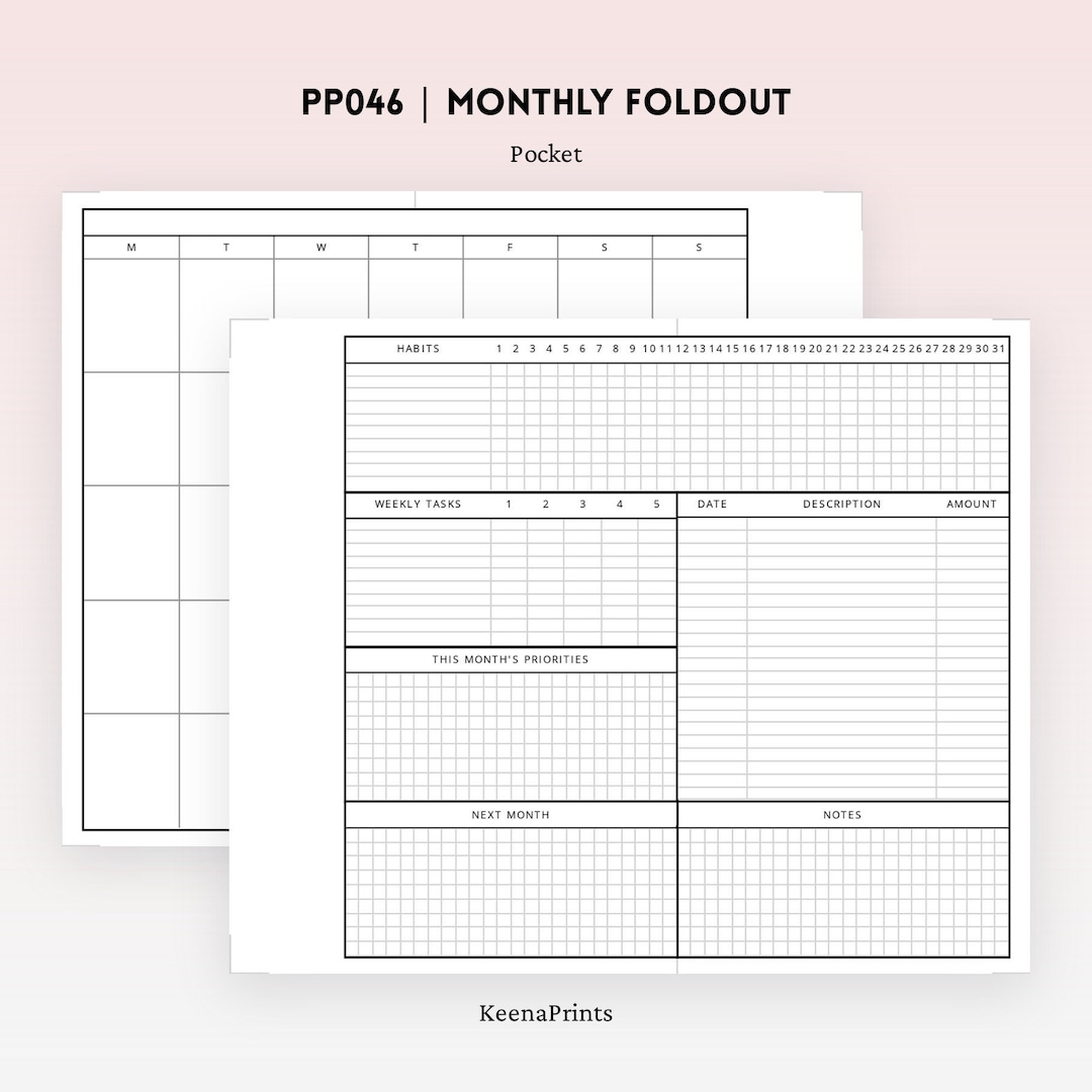 Pocket - PP046 | Monthly Foldout Insert for Pocket Rings Printable ...