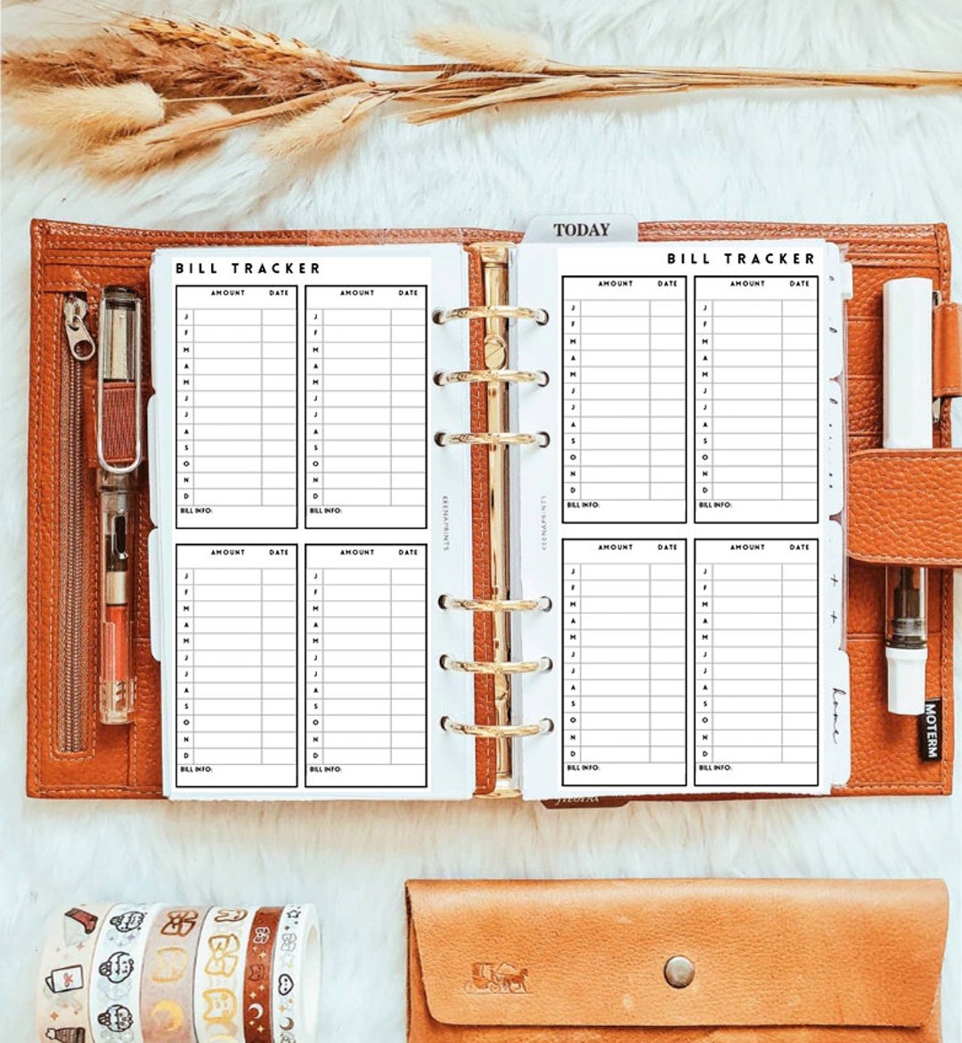 PP022 | Bill Tracker Planner Printable - Personal Rings - Etsy