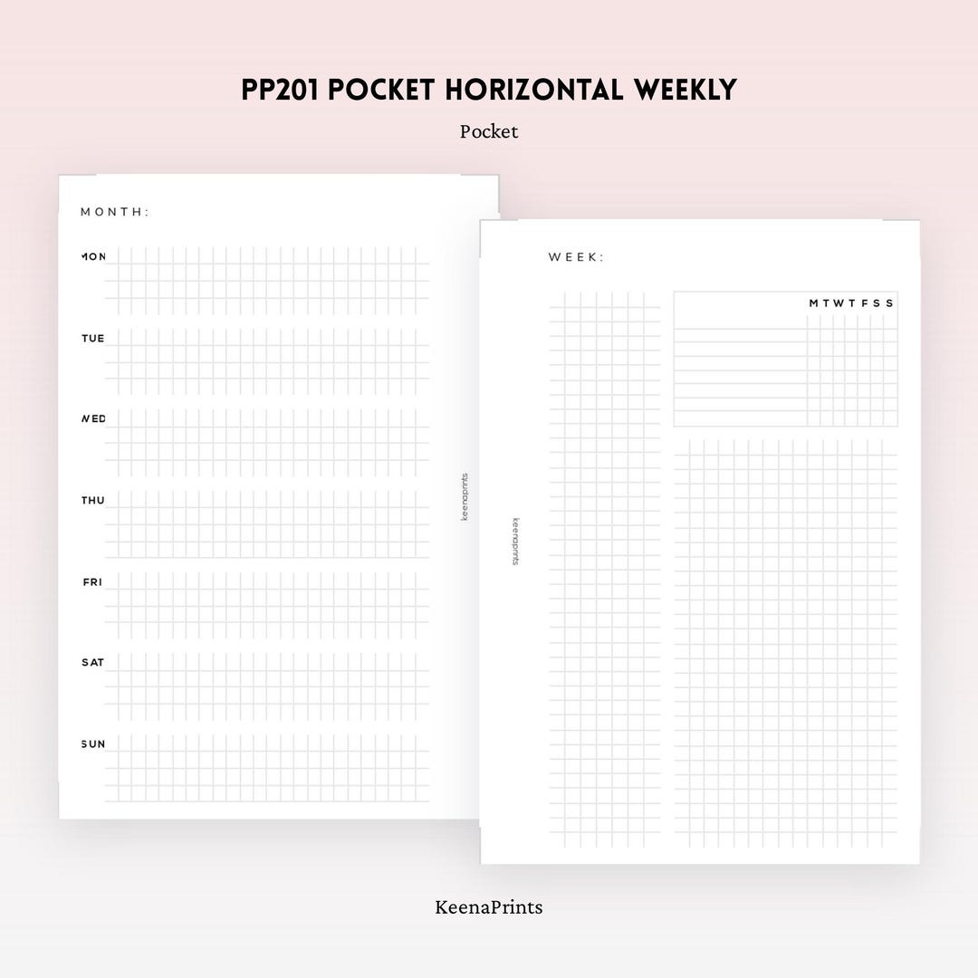 PP201 | Hobonichi Inspired Week on 2 Pages Planner Printable - Pocket ...