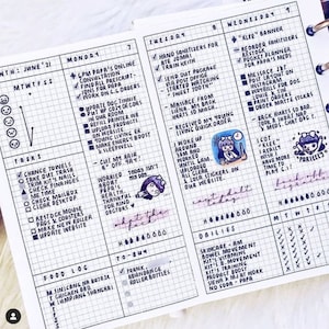 Pocket - Doodle Wochenfaltblatt für Taschenringe Printable Planner