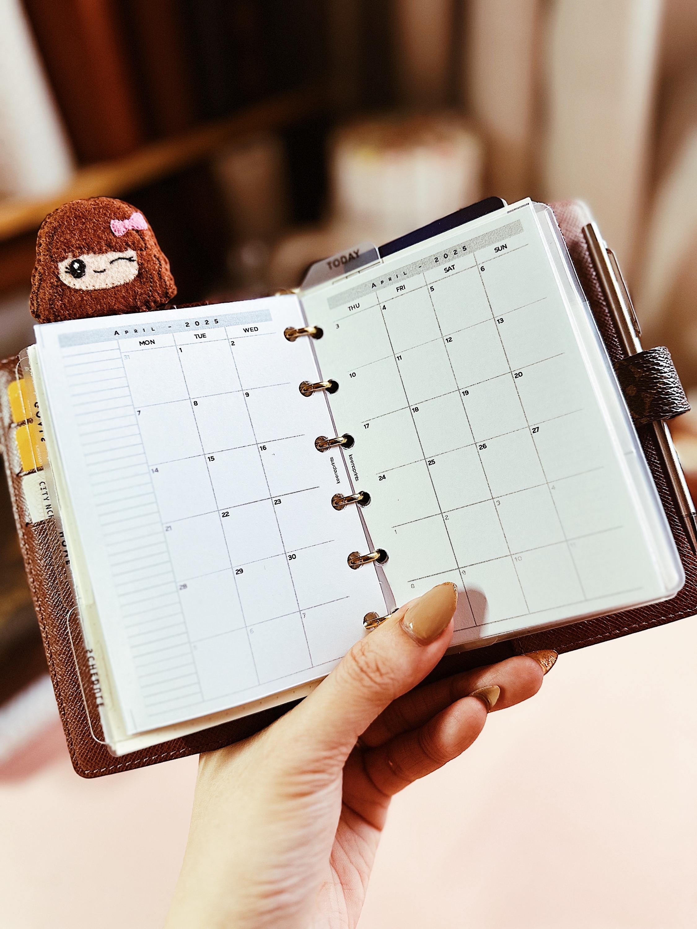 PP177 | 2025 Month on 2 pages for Pocket Rings Printable Planner