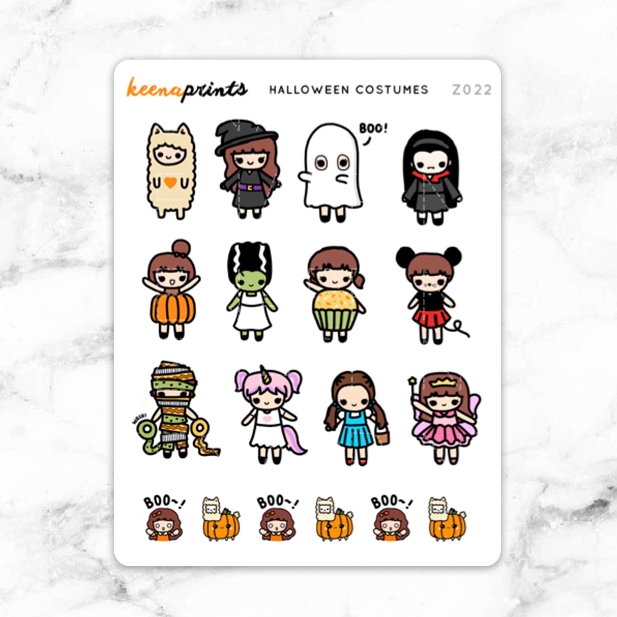 Z022 | HALLOWEEN COSTUMES Keenachi Stickers - Halloween Stickers, fal…