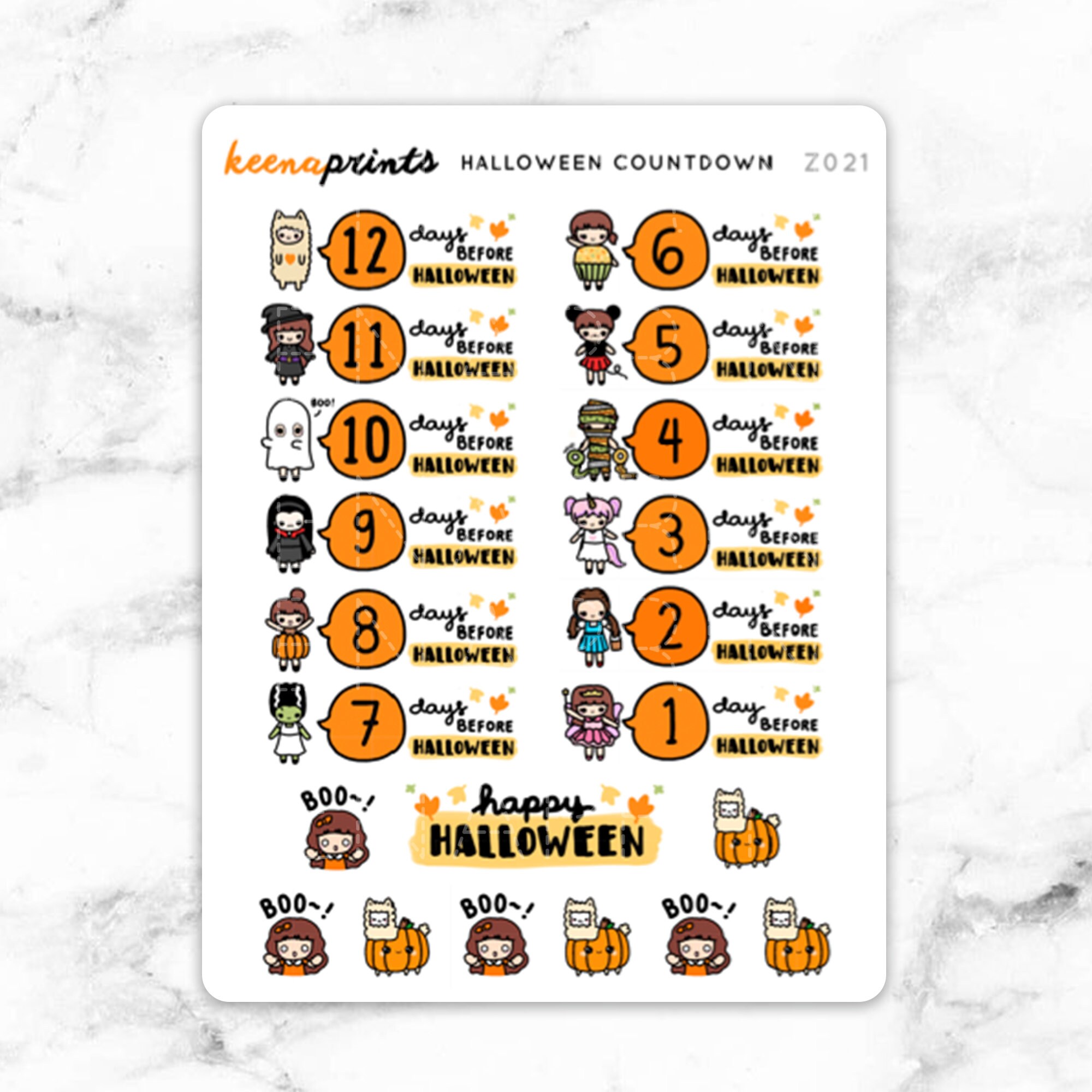 Z021 | HALLOWEEN COUNTDOWN Stickers - Halloween Stickers, fall sticke…