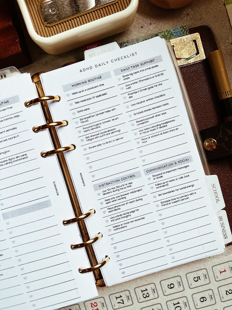 PP184 | ADHD Support Checklist for Personal Rings Printable Planner - Etsy