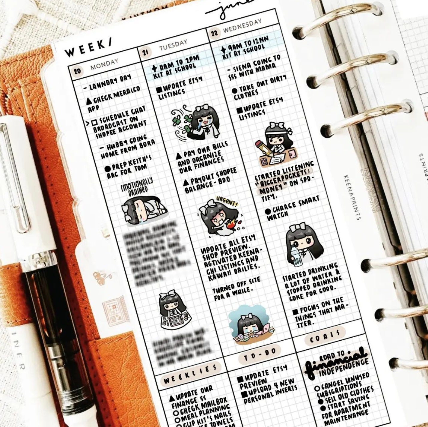 PP020 | Vertical Weekly Planner Printable - Personal Rings - Etsy