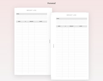 PP144 | Weight Log Personal Rings Printable Planner