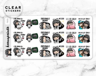 T035 | Lola sampler stickers - clear stickers, transparent stickers, planner stickers, agenda stickers, calendar stickers, emotions stickers