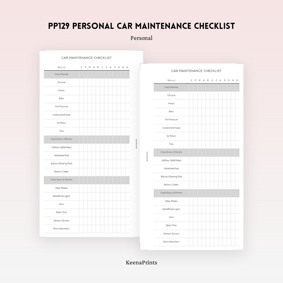 PP129 | Car Maintenance Personal Rings Printable Planner - Etsy