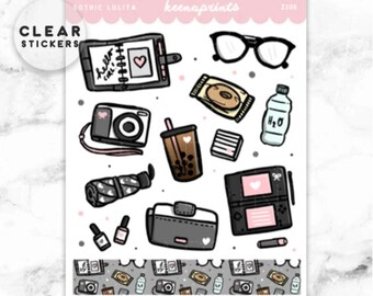 Z106 | Gothic Lolita deco stickers, girl planner stickers, goth stickers, bullet journal stickers, kawaii stickers, cute stickers