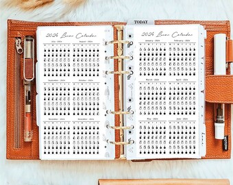 PP074 | Lunar Moon Calendar 2024 Months for Personal Rings Printable Planner