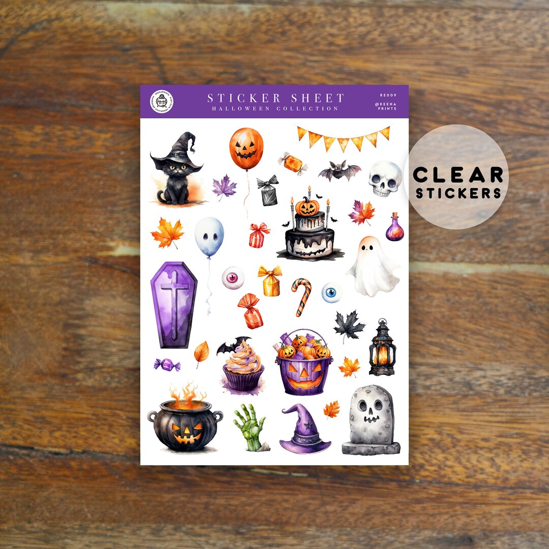 RE009 Halloween Planner Girl Clear Deco Stickers, Diary Stickers ...